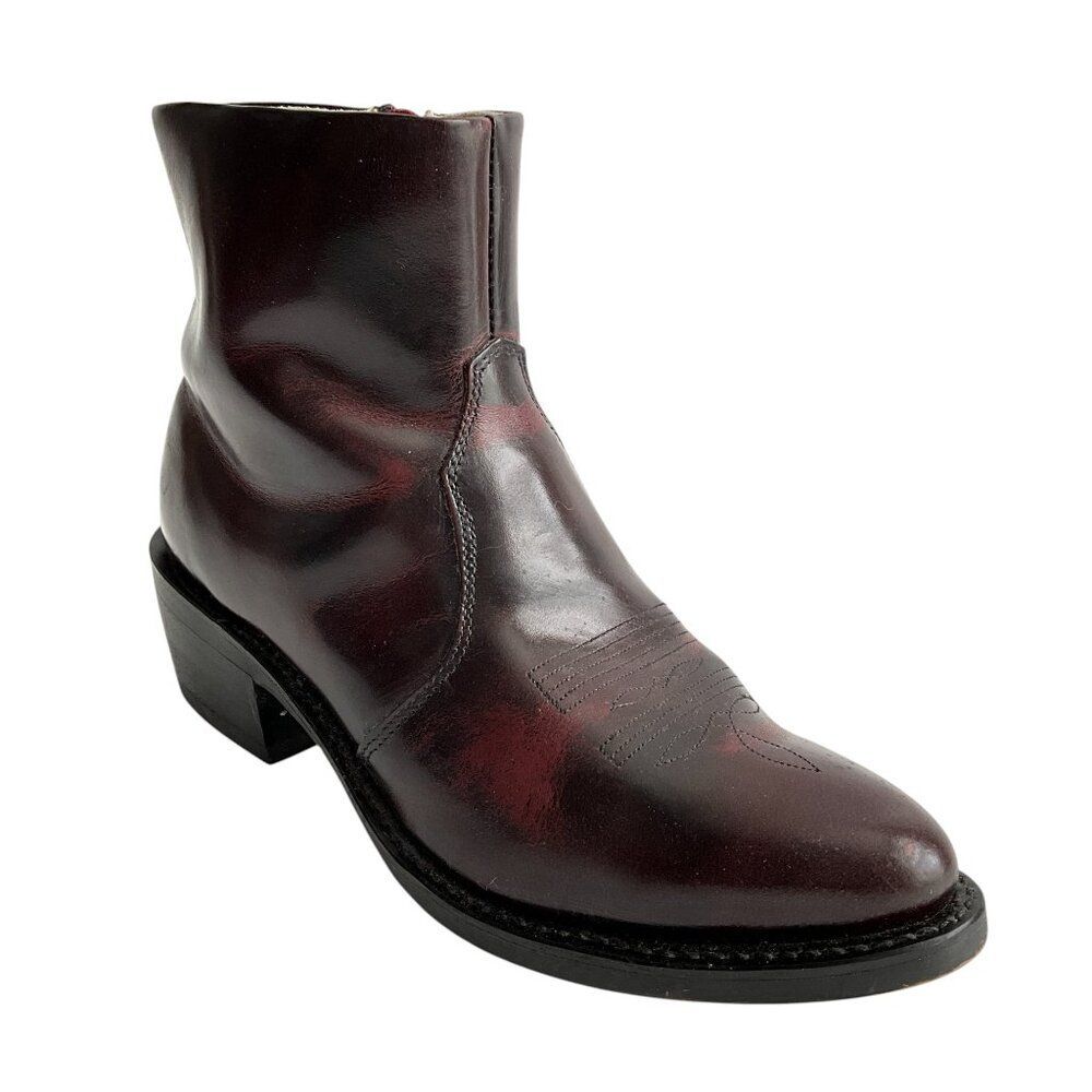 Durango Leather Western Short Boots Black Cherry Waxy Shine 8.5D